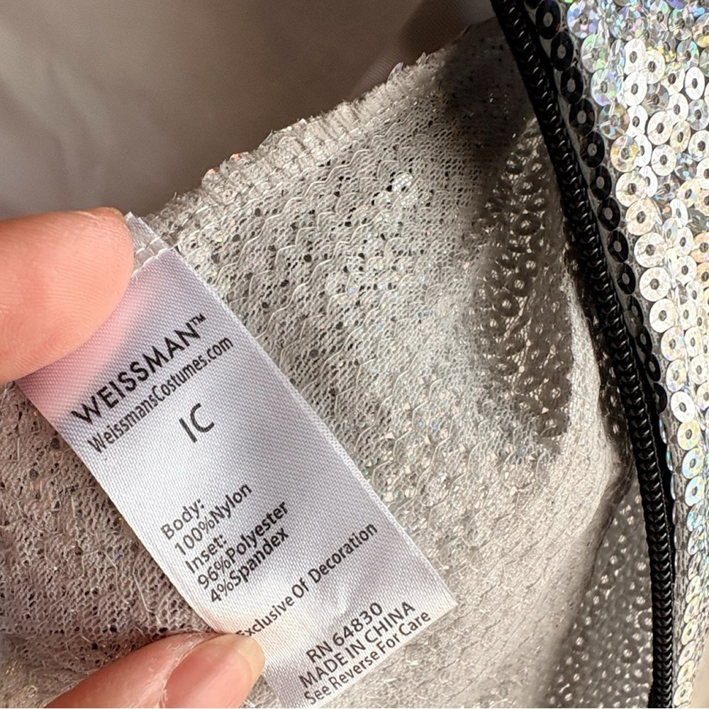 Weissman Girls Silver Holographic Sequin Jacket Dance Costume Size 1C (Y7/8) EUC - Picture 9 of 11